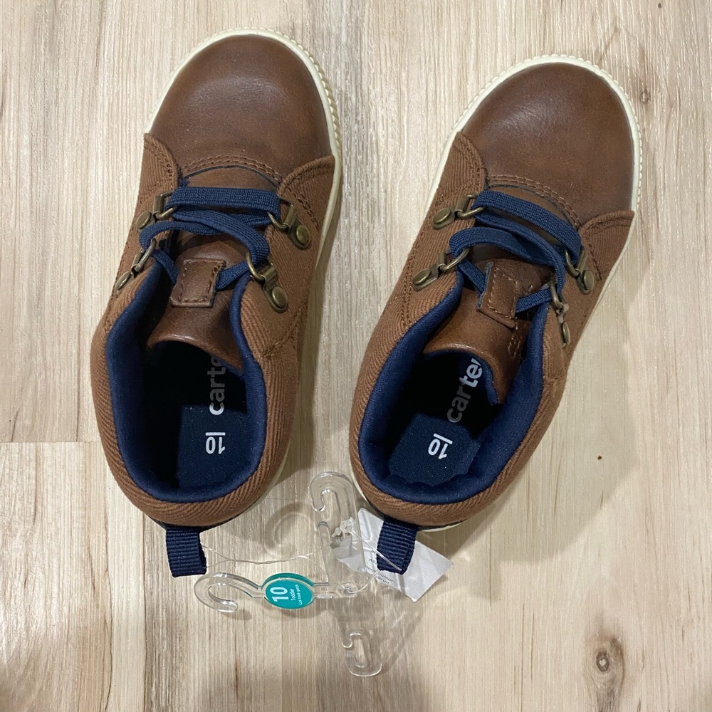 Carter Kids, Brown Leather Look Sneaker, Size 10, Never Worn
